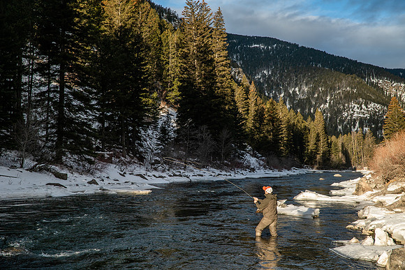 Fishing in Gallatin River in Gallatin Canyon