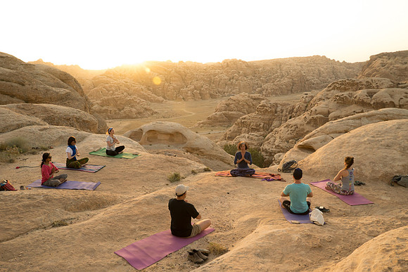 Yoga outside of Petra