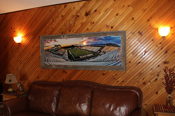 Clinton T. From Great Falls with a framed 20x60" print of Bobcat stadium