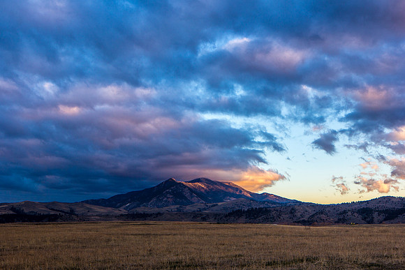 Sunrise Hitting the North Side of the Bridger Mountain Range in Bozeman, Montana