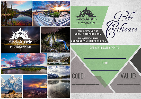 Gift certificates are available as the perfect gift so your friend or family member can get the print they want and takes the guess work out of it for you. The gift certificates can be applied to any
