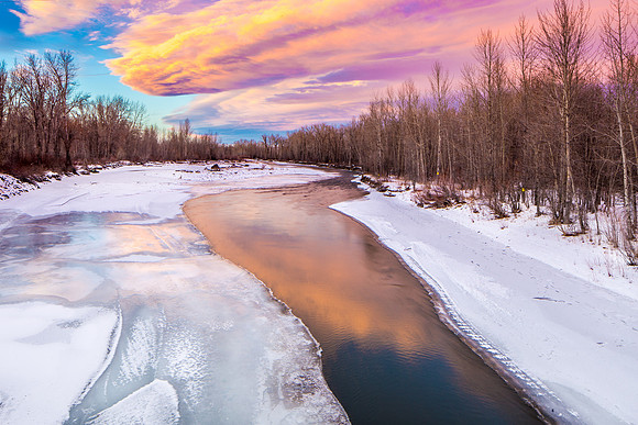 Sunset over the Gallatin River
