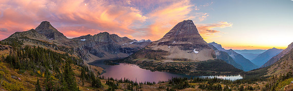 Hidden Lake Panorama at Sunset