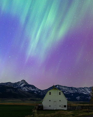 Aurora over the Bridger Mountains