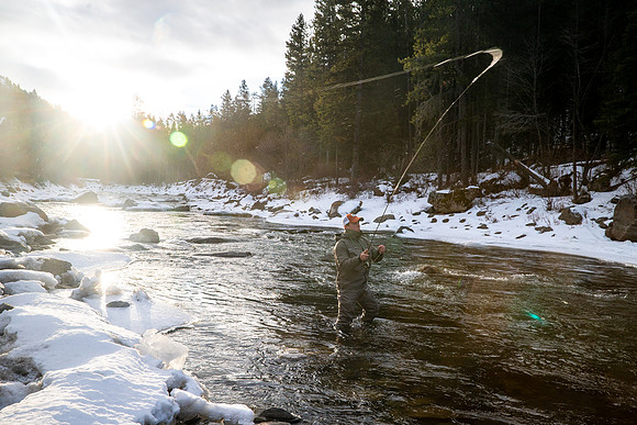 Fishing in Gallatin River in Gallatin Canyon